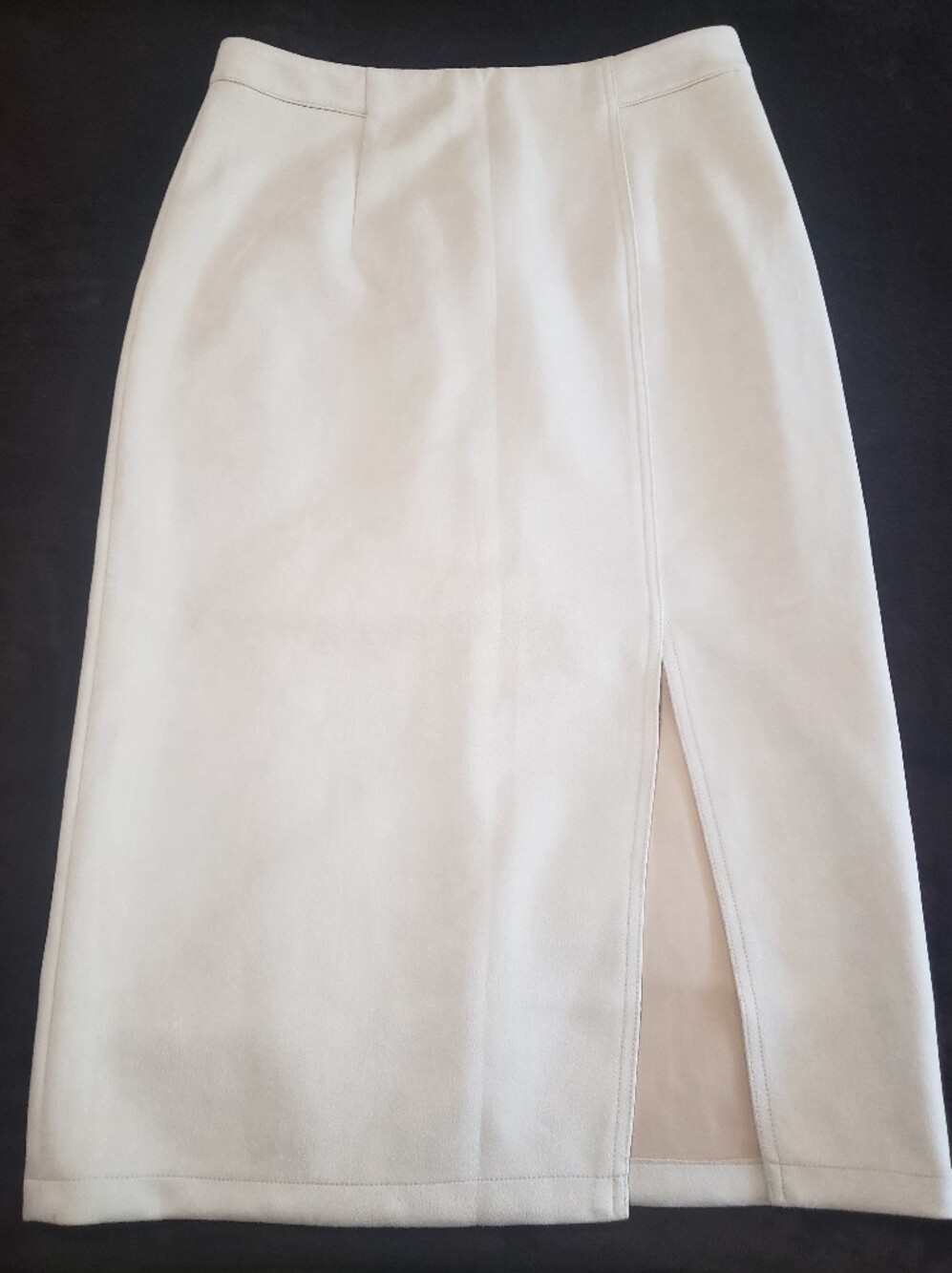 Zara Cream Midi Pencil Skirt with Front Slit
